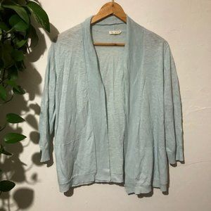 Eileen Fisher Petite Large Blue Linen Cardigan